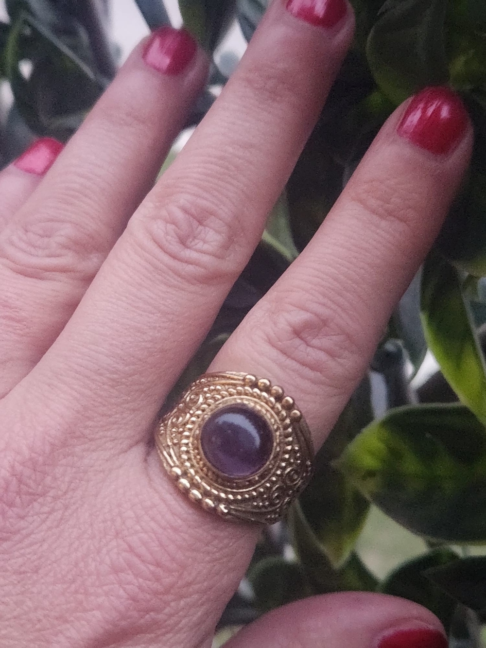 Gold Amethyst Statement Ring – Women Jewelry